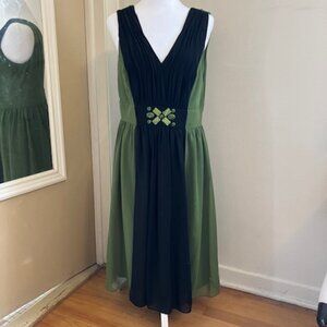 Beautiful Green and Black Chiffon Dress